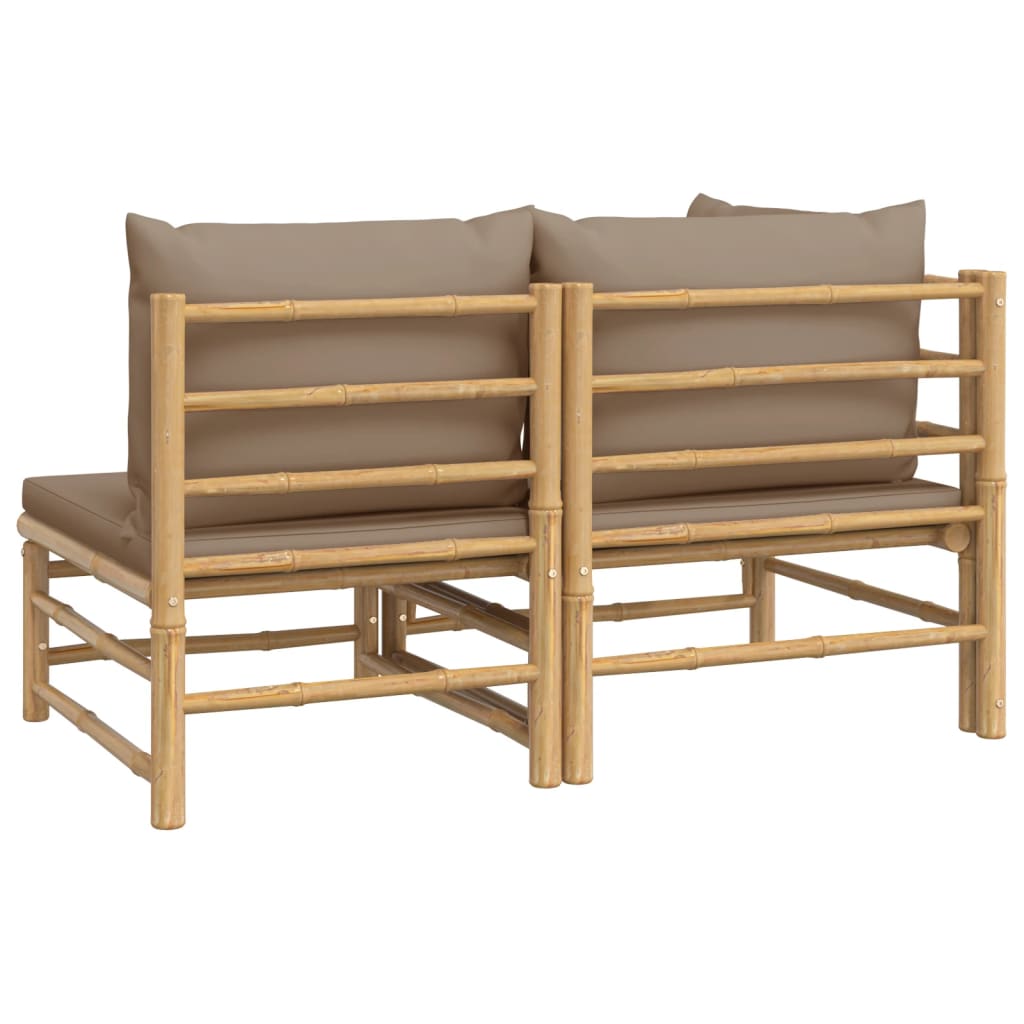 Set mobilier de grădină cu perne gri taupe, 2 piese, bambus GartenMobel Dekor