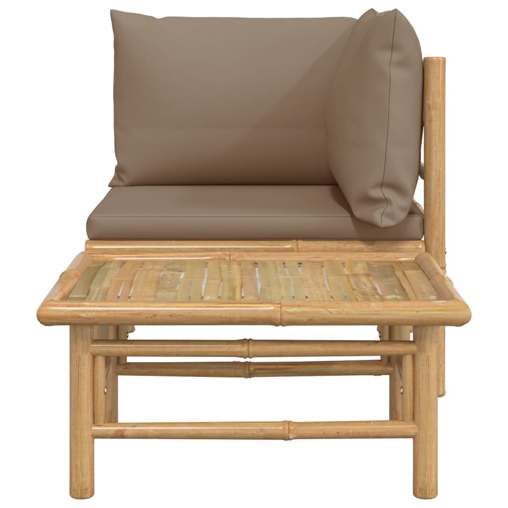 Set mobilier de grădină cu perne gri taupe, 2 piese, bambus GartenMobel Dekor