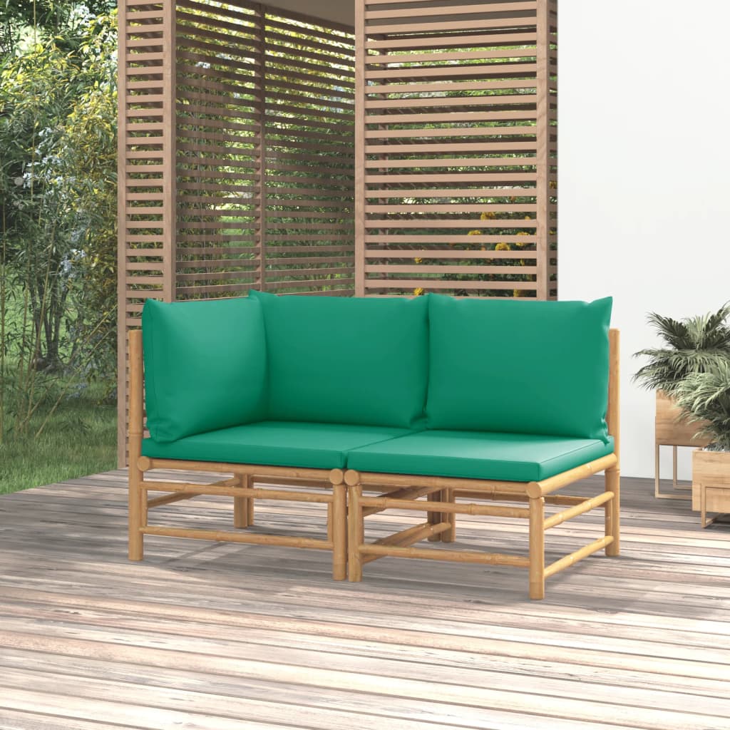 Set mobilier de grădină cu perne verzi, 2 piese, bambus GartenMobel Dekor