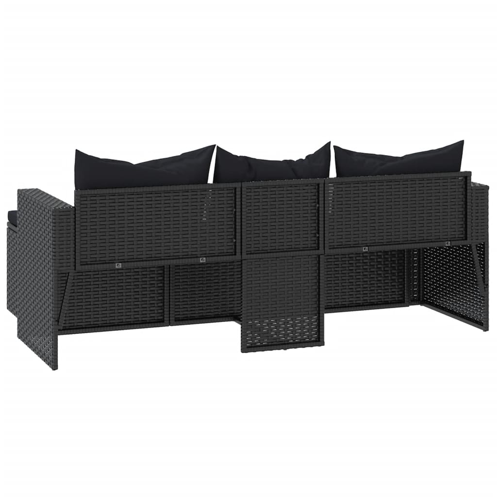 Set mobilier de grădină, negru, poliratan GartenMobel Dekor