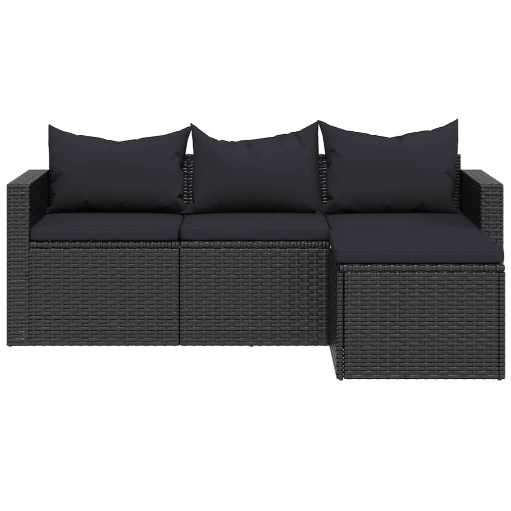 Set mobilier de grădină, negru, poliratan GartenMobel Dekor