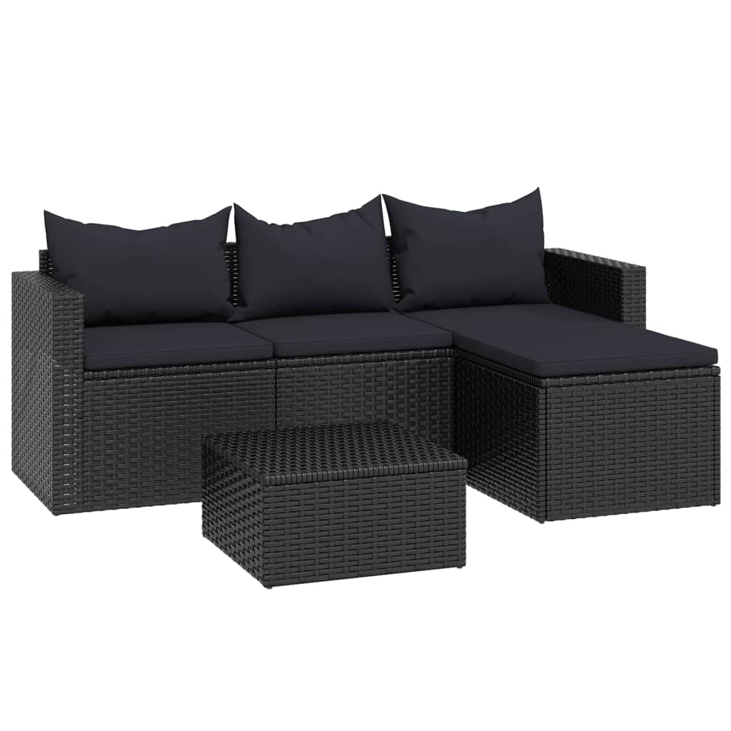 Set mobilier de grădină, negru, poliratan GartenMobel Dekor