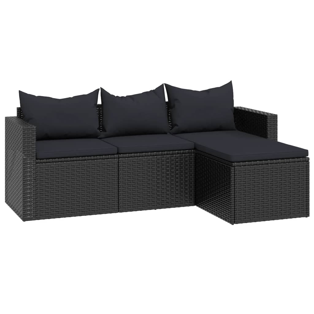 Set mobilier de grădină, negru, poliratan GartenMobel Dekor