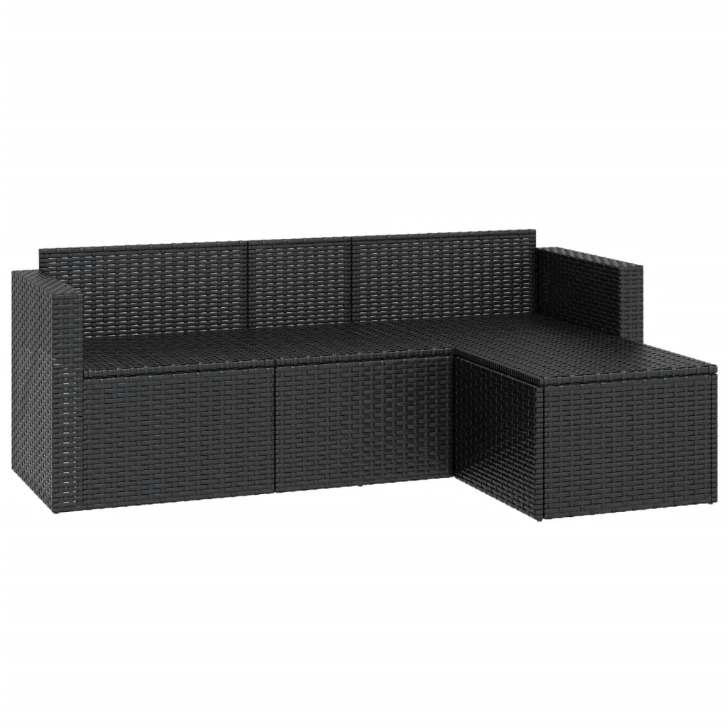 Set mobilier de grădină, negru, poliratan GartenMobel Dekor