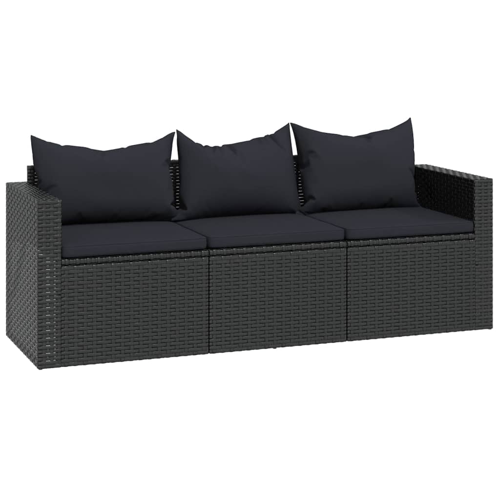 Set mobilier de grădină, negru, poliratan GartenMobel Dekor