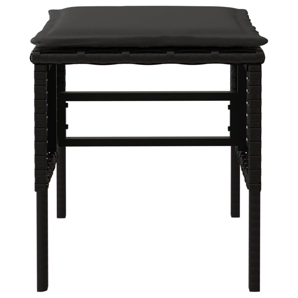 Taburete de grădină cu perne, 4 buc, negru, poliratan GartenMobel Dekor