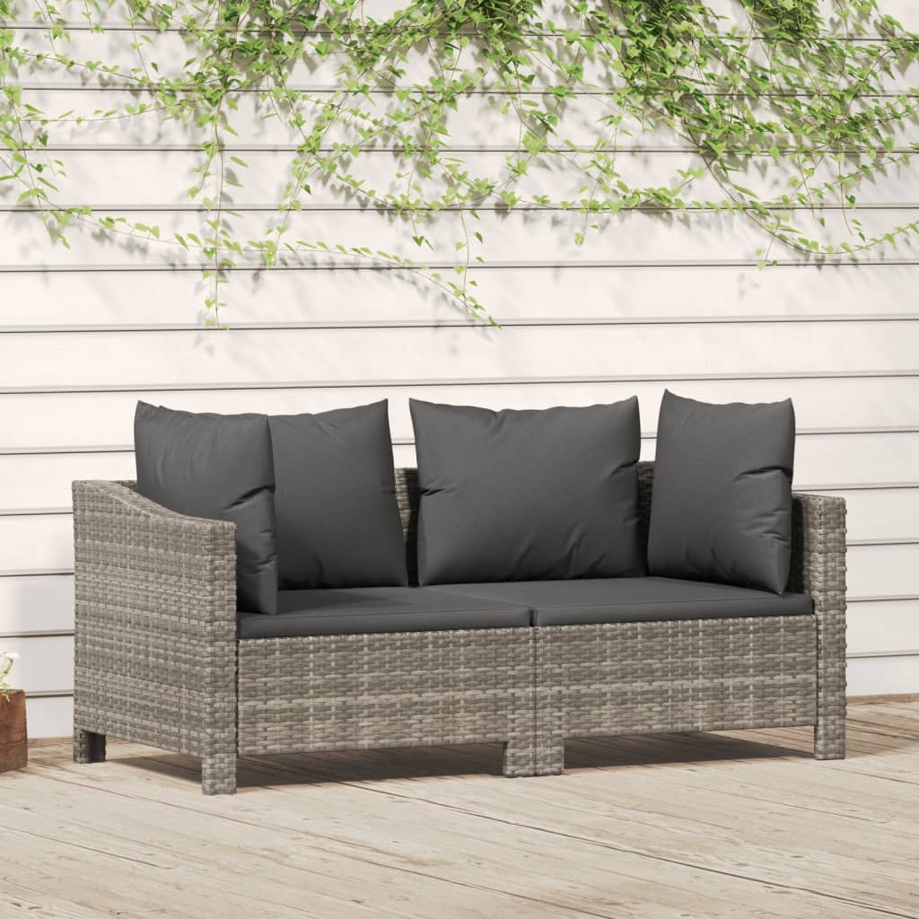 Set mobilier de grădină cu perne, 2 piese, gri, poliratan GartenMobel Dekor