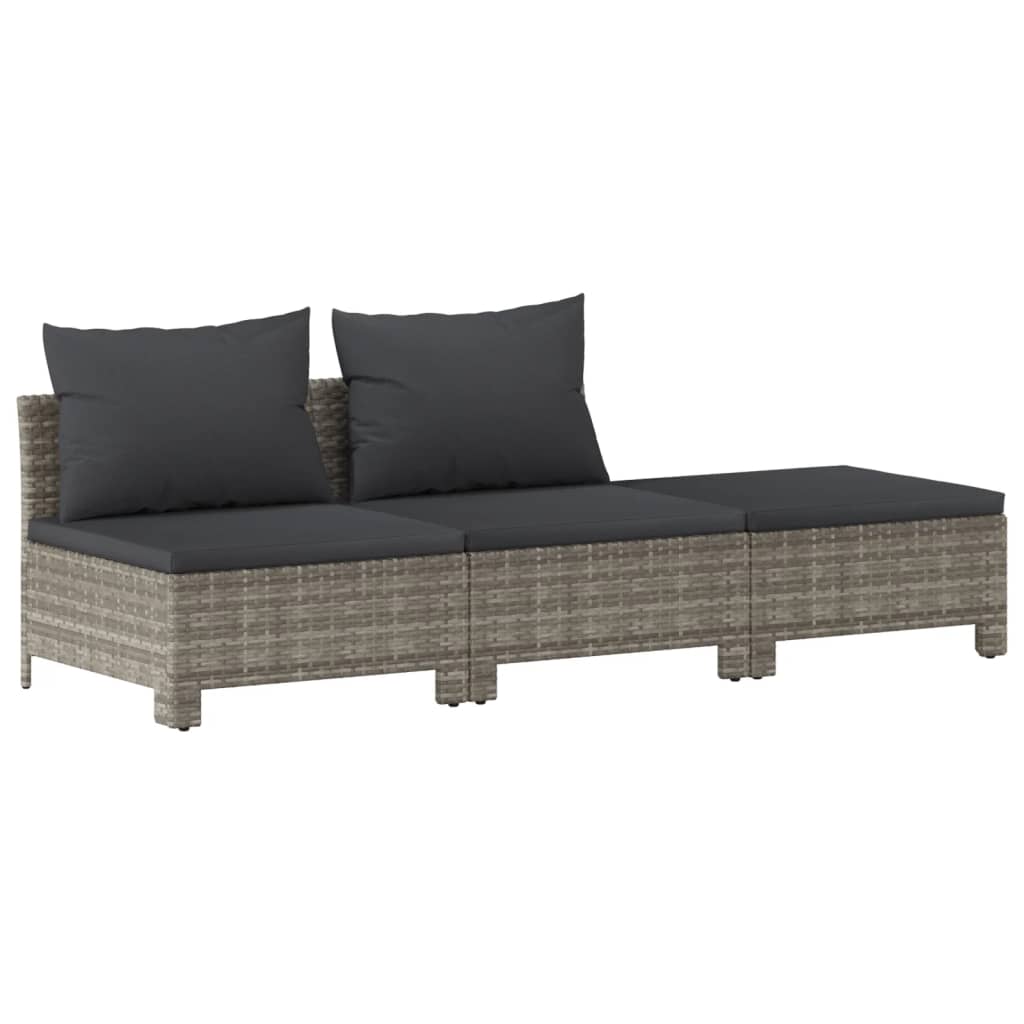 Set mobilier de grădină cu perne, 3 piese, gri, poliratan GartenMobel Dekor