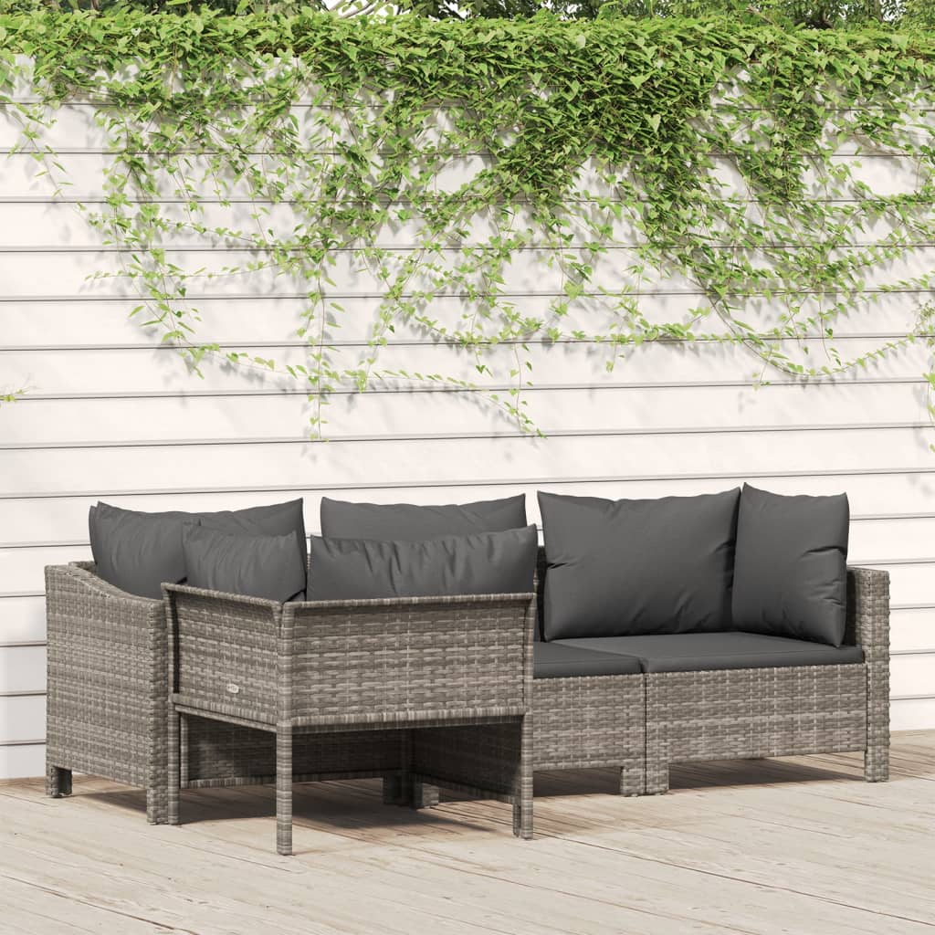 Set mobilier de grădină cu perne, 4 piese, gri, poliratan GartenMobel Dekor