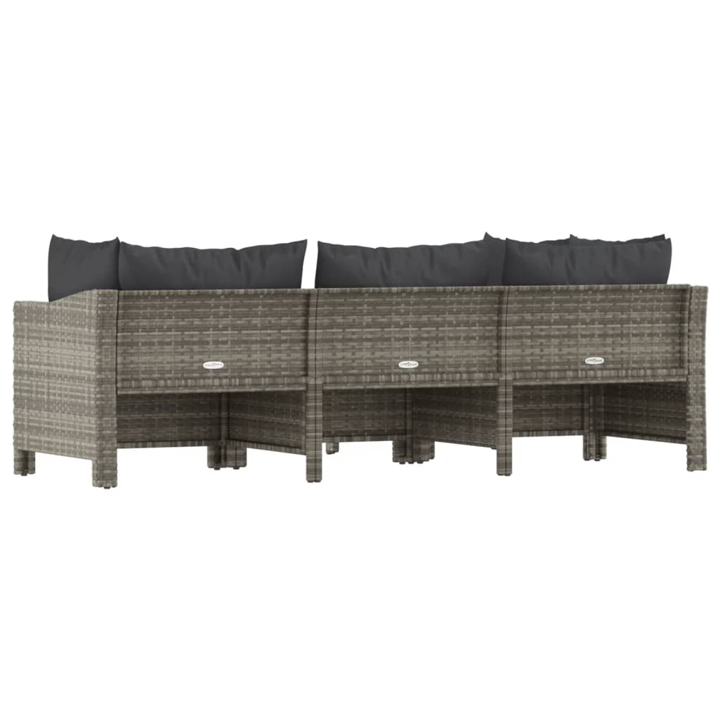 Set mobilier de grădină cu perne, 4 piese, gri, poliratan GartenMobel Dekor