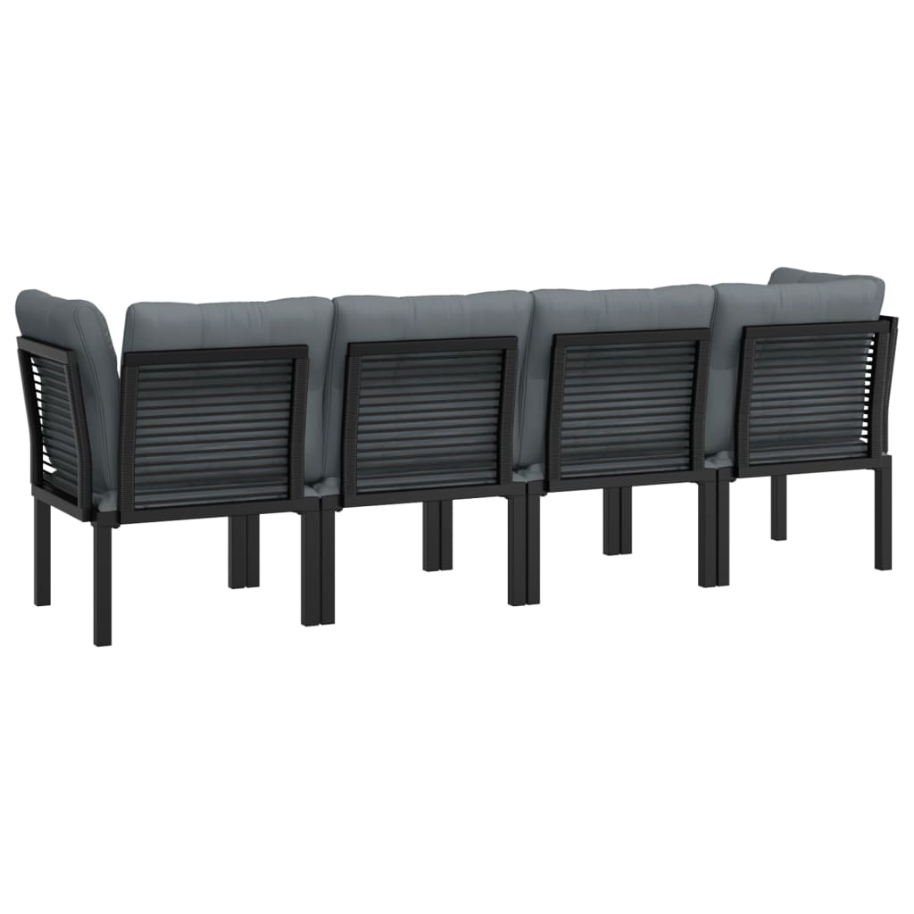 Set mobilier de grădină, 4 piese, negru și gri, poliratan GartenMobel Dekor