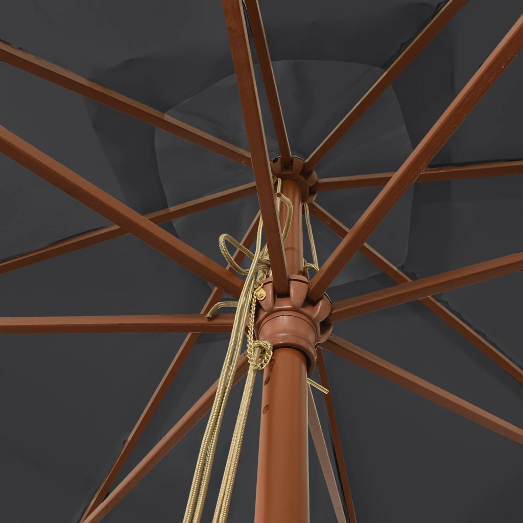 Umbrelă de grădină stâlp din lemn, negru, 300x300x273 cm GartenMobel Dekor