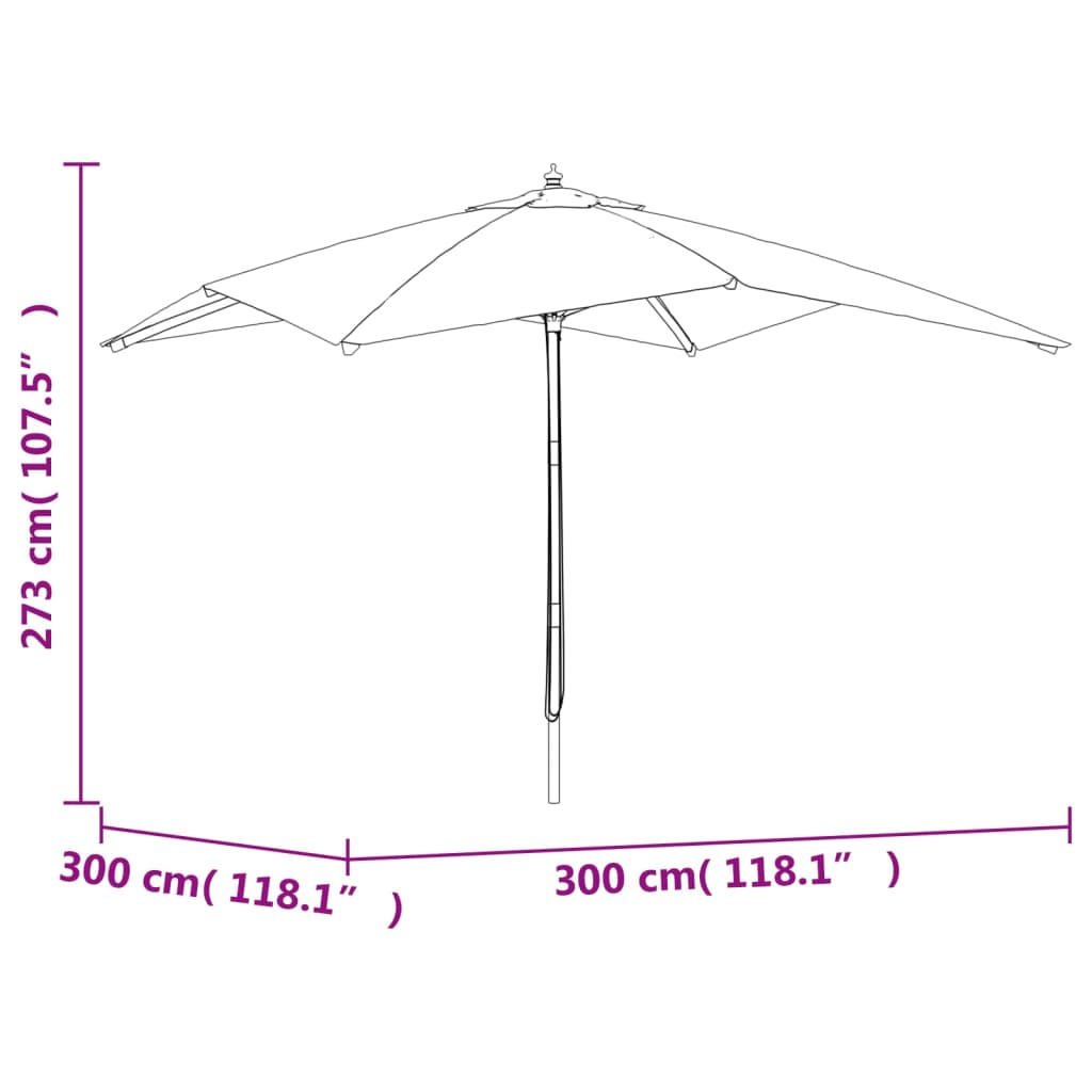 Umbrelă de grădină stâlp din lemn, negru, 300x300x273 cm GartenMobel Dekor