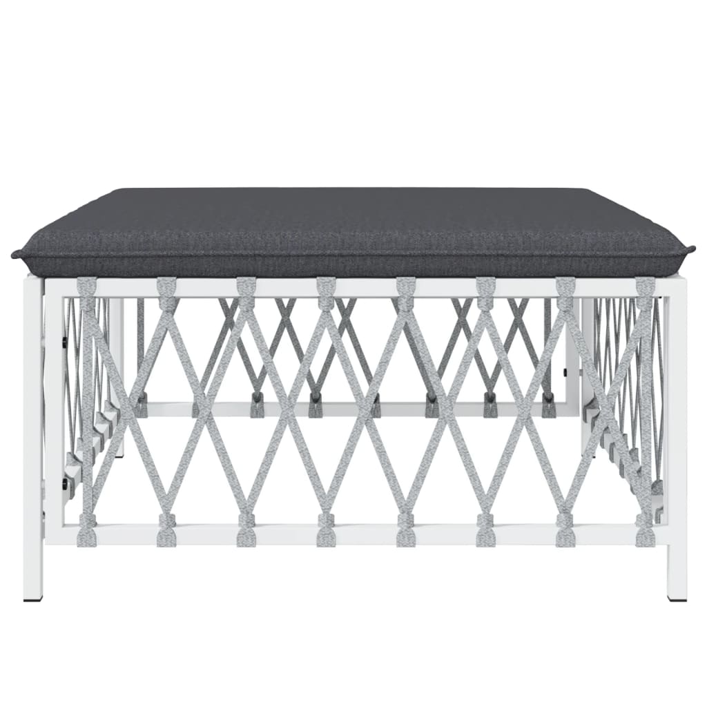 Taburet de grădină cu pernă, alb, material țesut GartenMobel Dekor