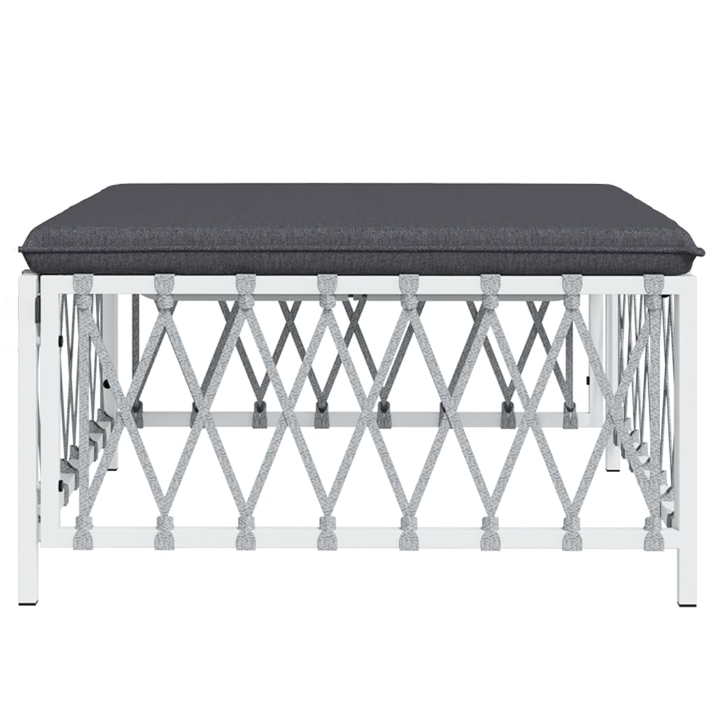 Taburet de grădină cu pernă, alb, material țesut GartenMobel Dekor