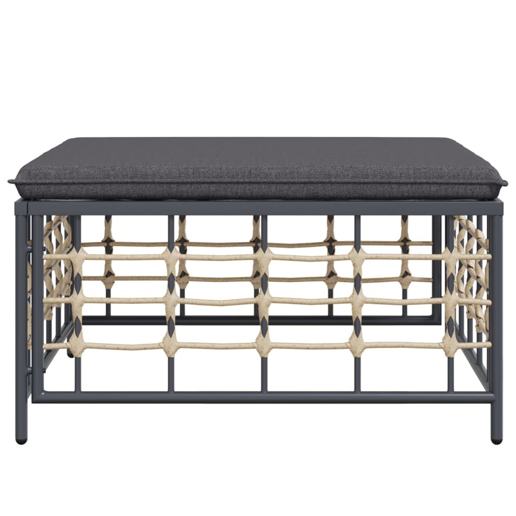 Taburet de grădină cu pernă gri închis, poliratan GartenMobel Dekor