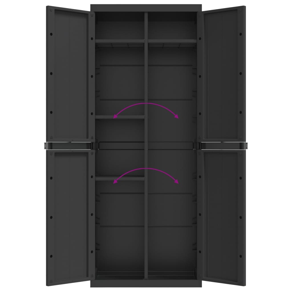 Dulap depozitare de exterior, negru, 65x37x165 cm, PP GartenMobel Dekor