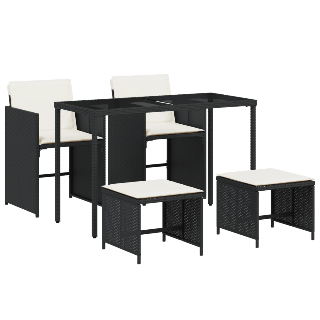 Set mobilier de grădină cu perne, 5 piese, negru, poliratan GartenMobel Dekor