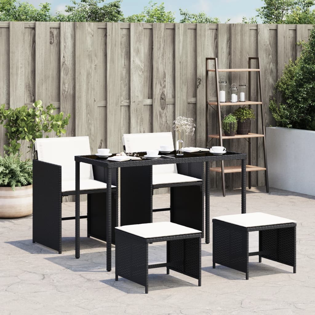 Set mobilier de grădină cu perne, 5 piese, negru, poliratan GartenMobel Dekor