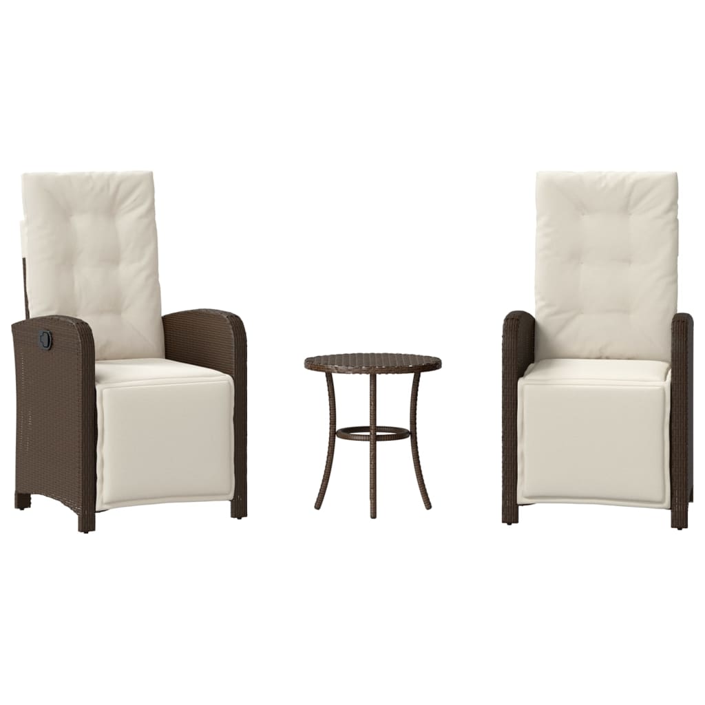 Set bistro cu perne, 3 piese, maro, poliratan GartenMobel Dekor