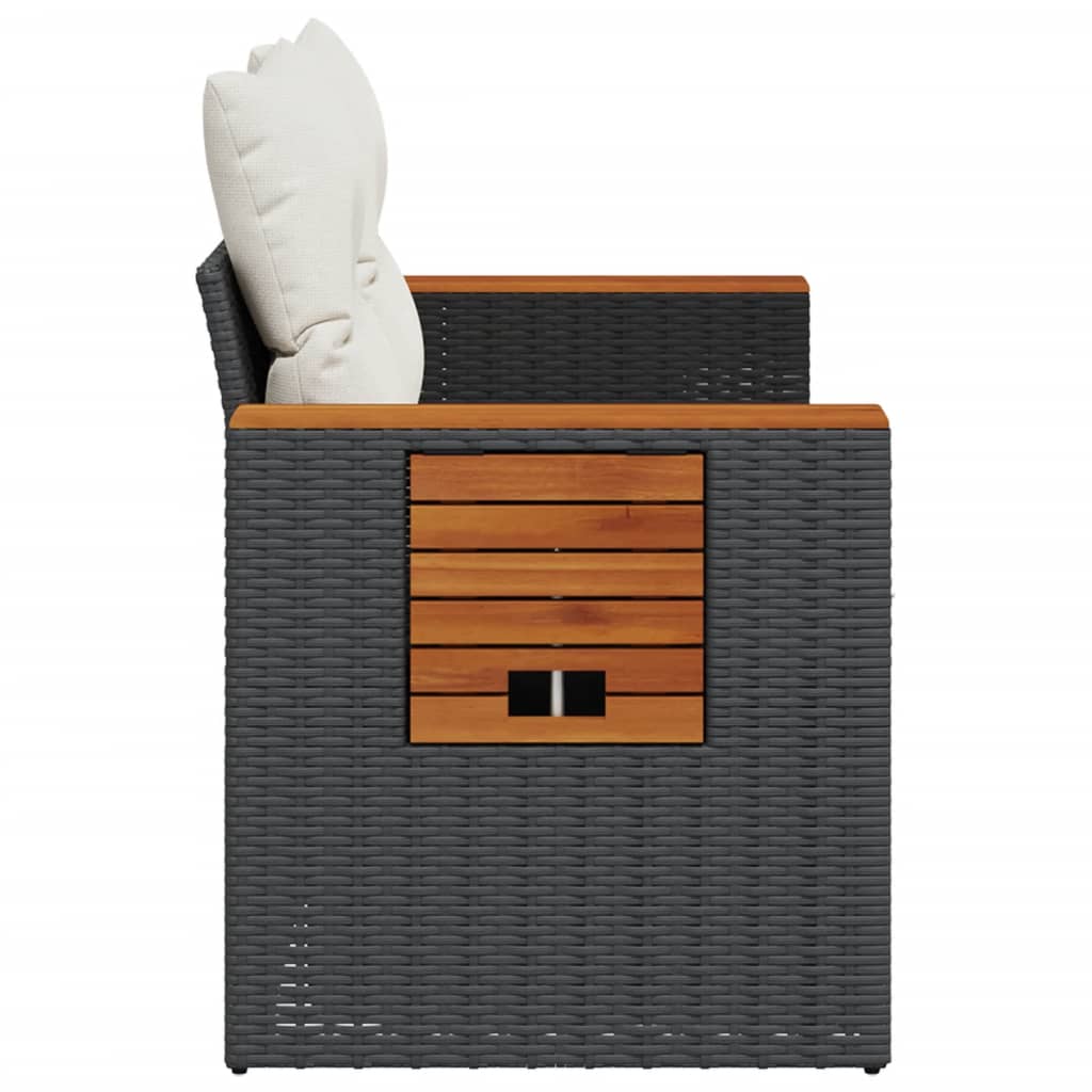 Canapea de grădină cu perne, 2 locuri, negru, poliratan GartenMobel Dekor