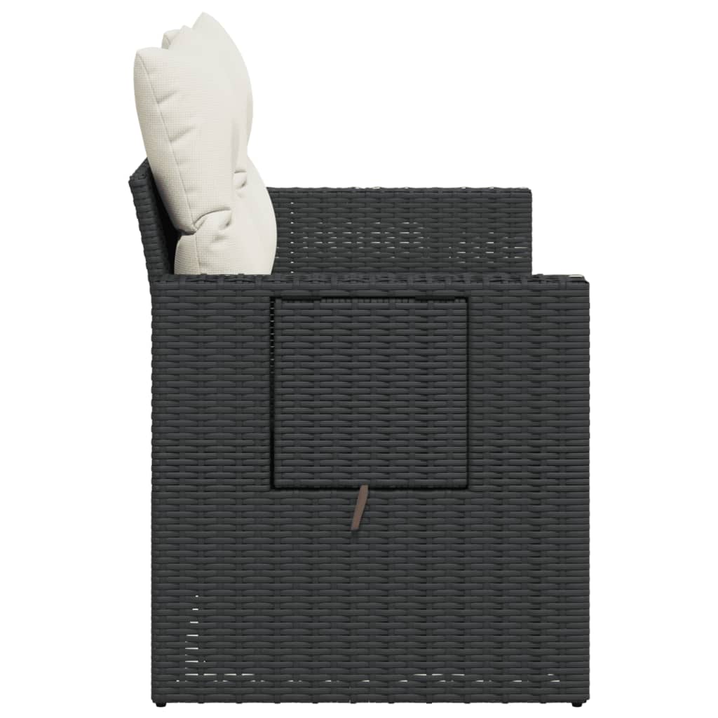 Canapea de grădină cu perne, 2 locuri, negru, poliratan GartenMobel Dekor