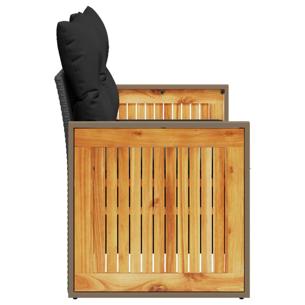 Canapea de grădină cu perne, 2 locuri, negru, poliratan GartenMobel Dekor