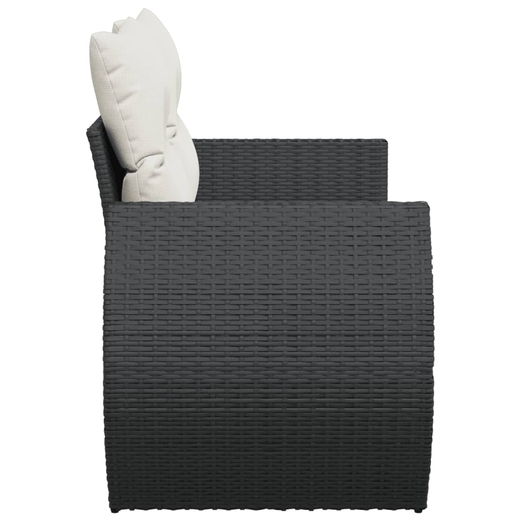 Canapea de grădină cu perne, 2 locuri, negru, poliratan GartenMobel Dekor