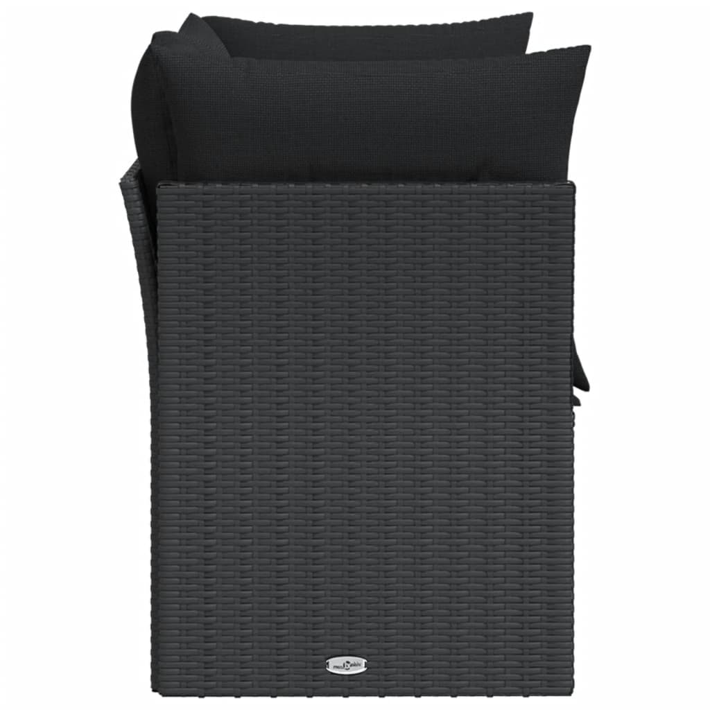 Canapea de grădină cu perne, 2 locuri, negru, poliratan GartenMobel Dekor