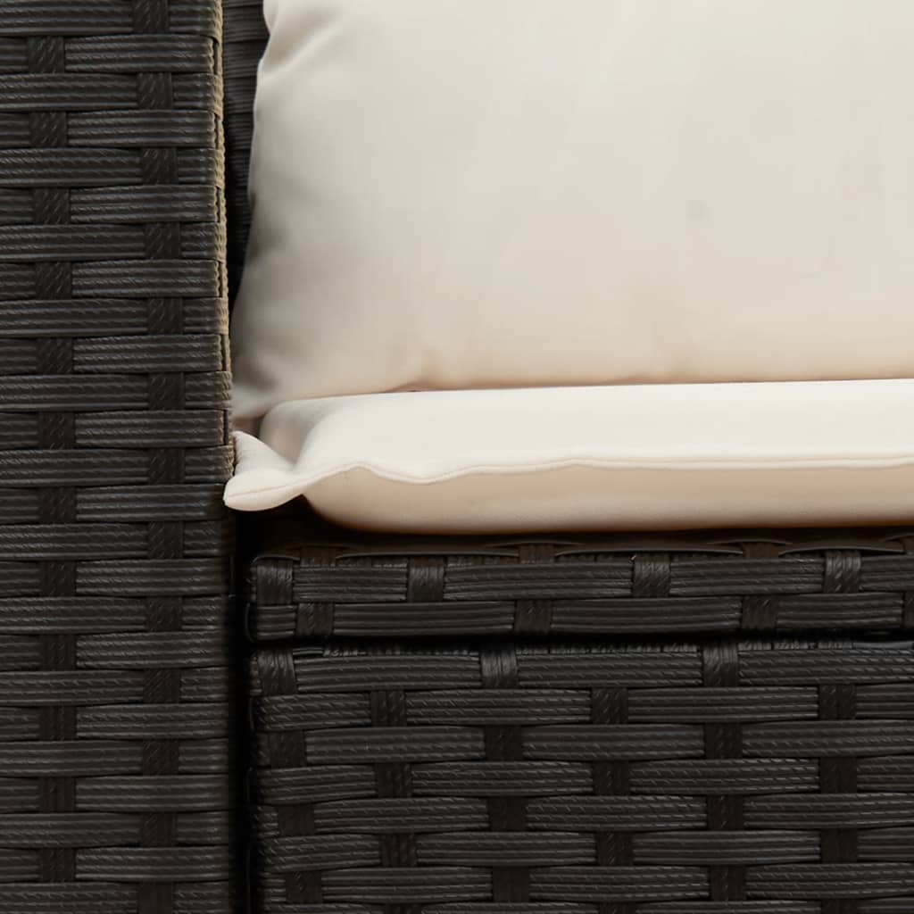 Canapea de grădină cu perne, 2 locuri, negru, poliratan GartenMobel Dekor