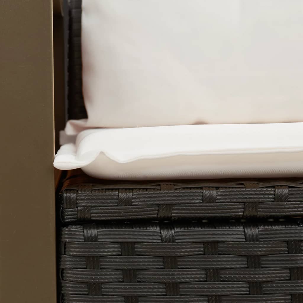 Canapea de grădină cu perne, 2 locuri, negru, poliratan GartenMobel Dekor