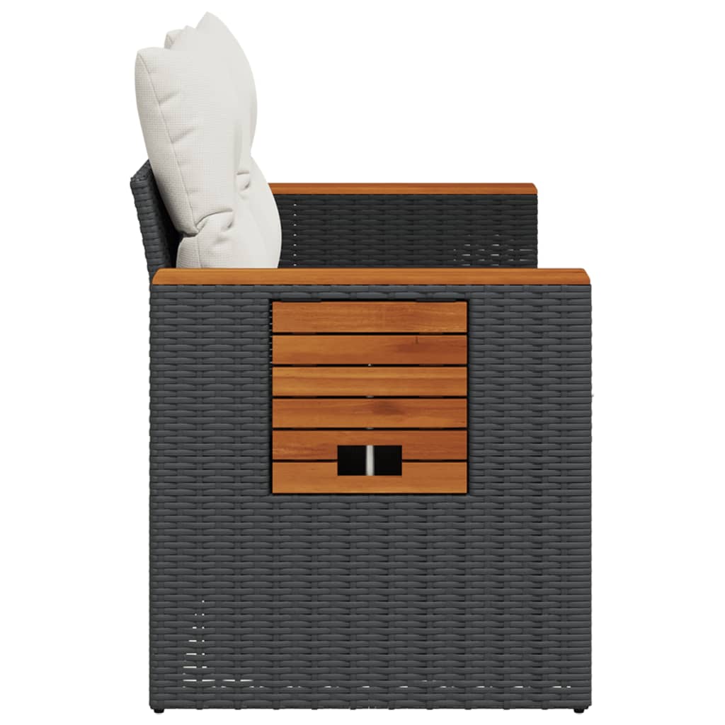 Canapea de grădină cu perne, 2 locuri, negru, poliratan GartenMobel Dekor