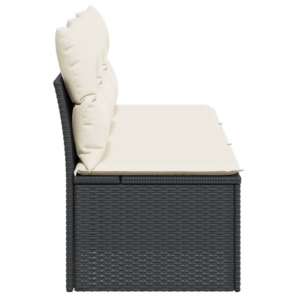 Canapea de grădină cu perne, 3 locuri, negru, poliratan GartenMobel Dekor