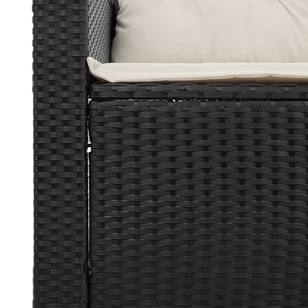 Canapea de grădină cu perne, 3 locuri, negru, poliratan GartenMobel Dekor