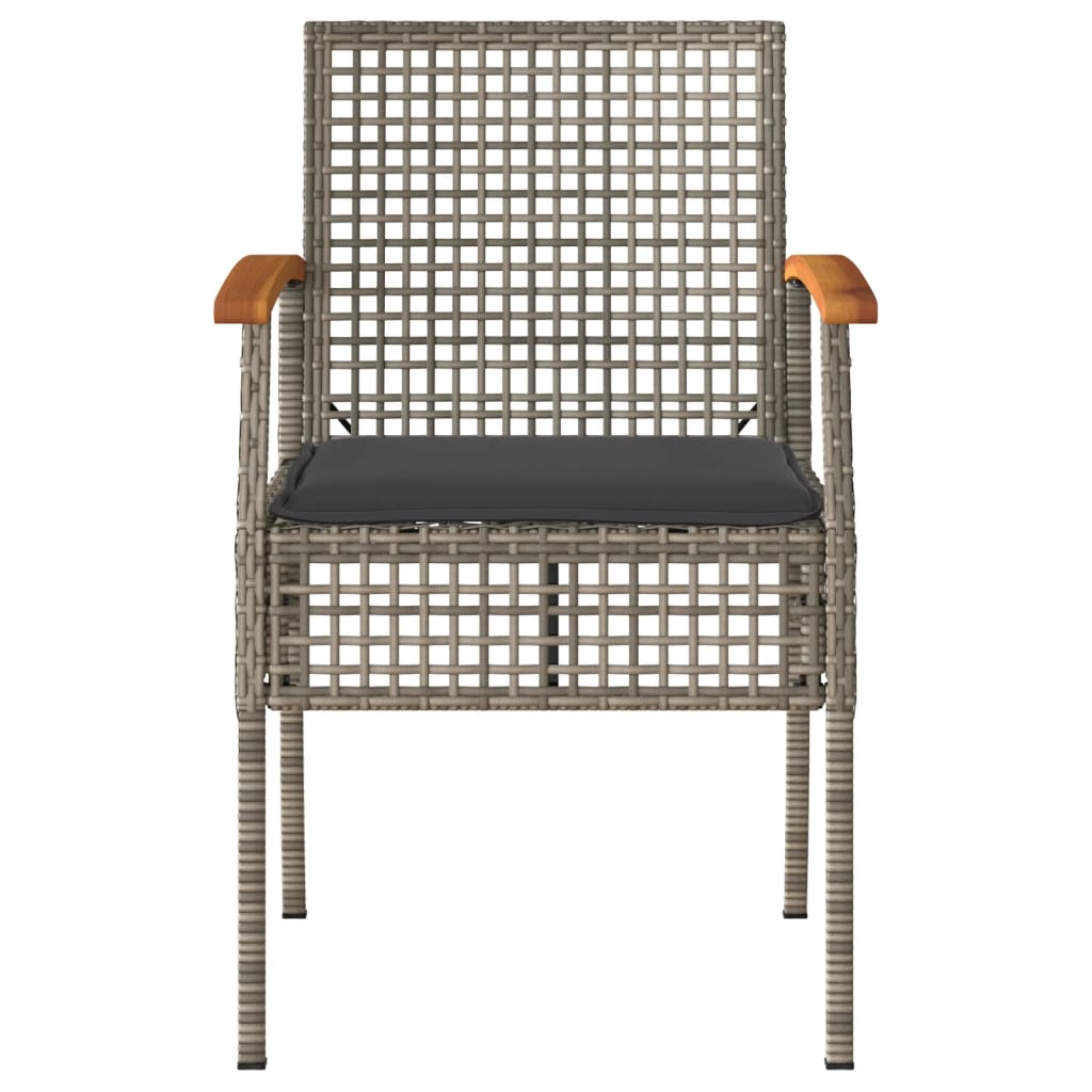 Set bistro cu perne, 3 piese, gri, poliratan și lemn acacia GartenMobel Dekor