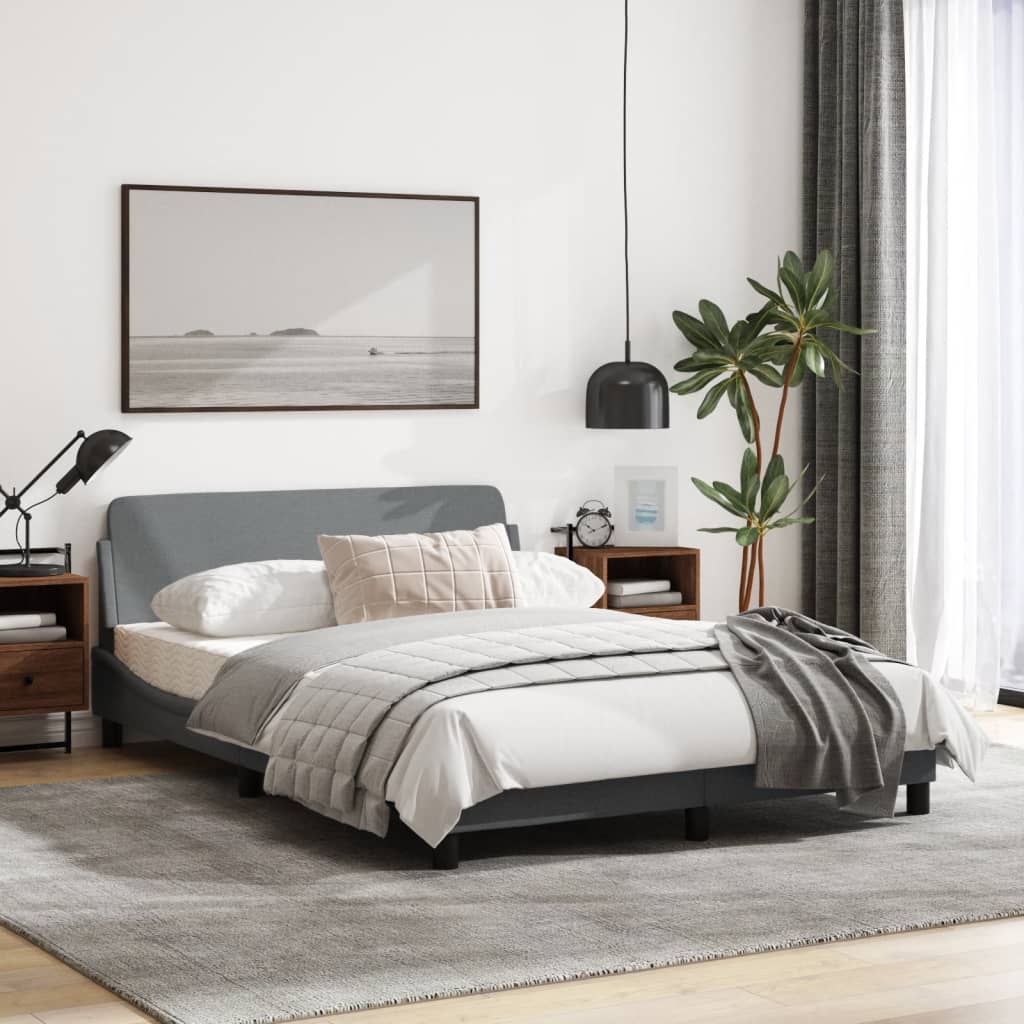 Cadru de pat cu tăblie, gri deschis, 120x200 cm, textil GartenMobel Dekor