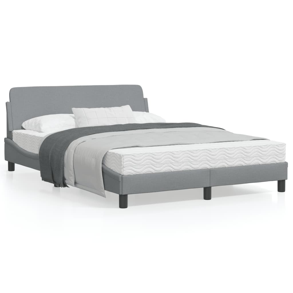 Cadru de pat cu tăblie, gri deschis, 140x190 cm, textil GartenMobel Dekor
