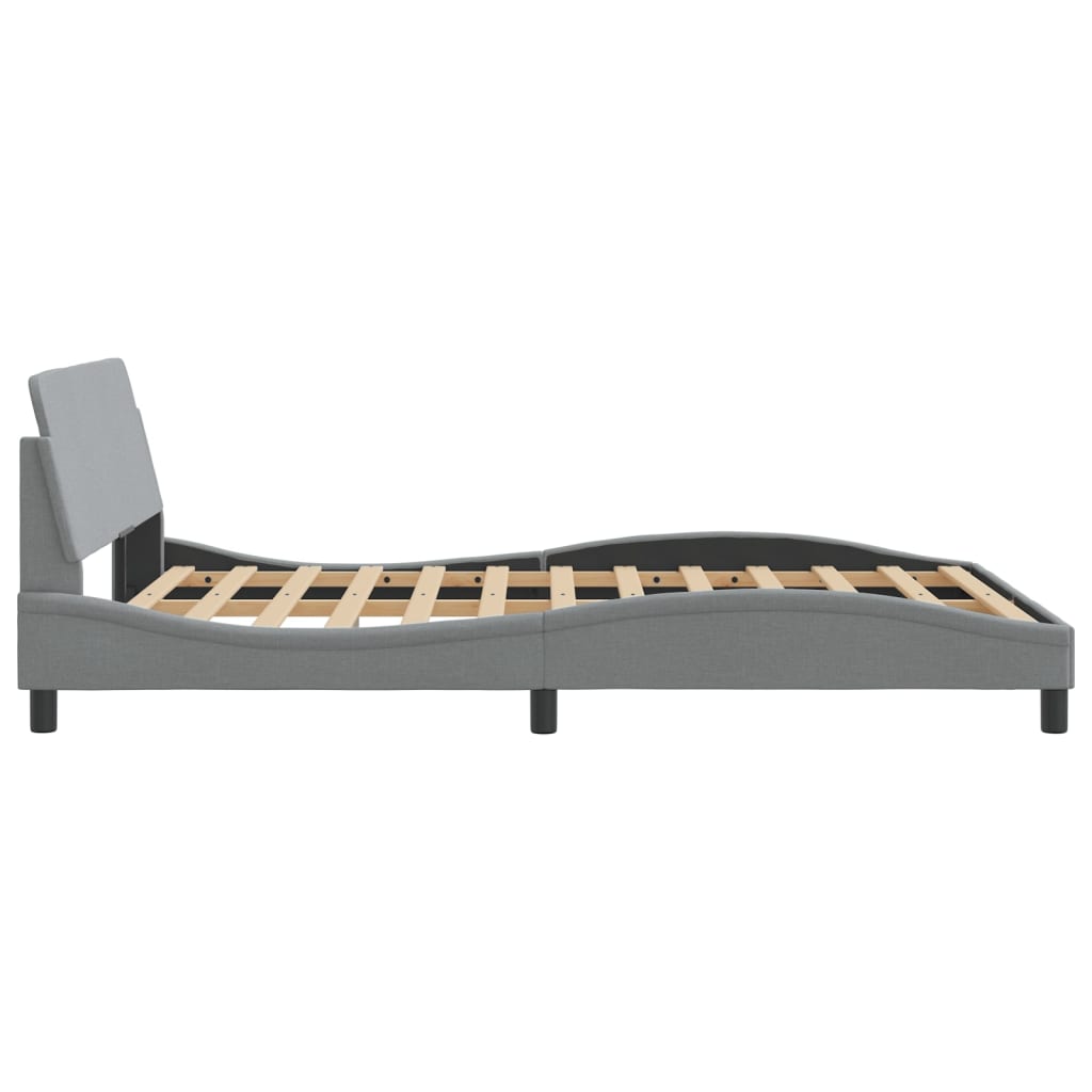 Cadru de pat cu tăblie, gri deschis, 140x190 cm, textil GartenMobel Dekor