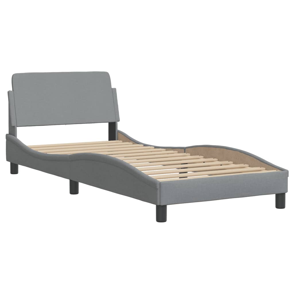 Cadru de pat cu tăblie, gri deschis, 90x200 cm, textil GartenMobel Dekor