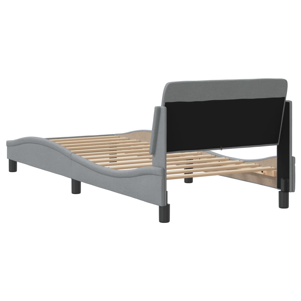 Cadru de pat cu tăblie, gri deschis, 90x200 cm, textil GartenMobel Dekor