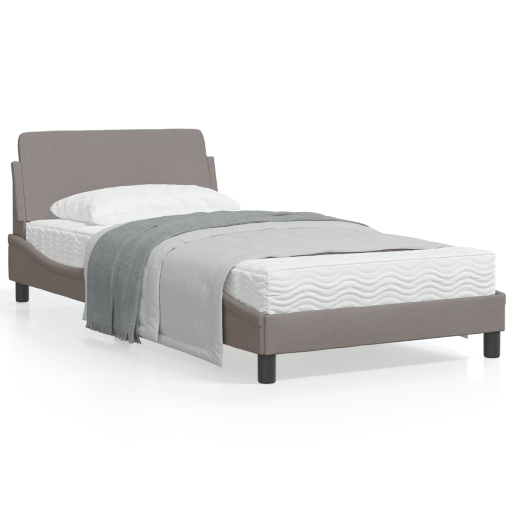 Cadru de pat cu tăblie, gri taupe, 100x200 cm, textil GartenMobel Dekor