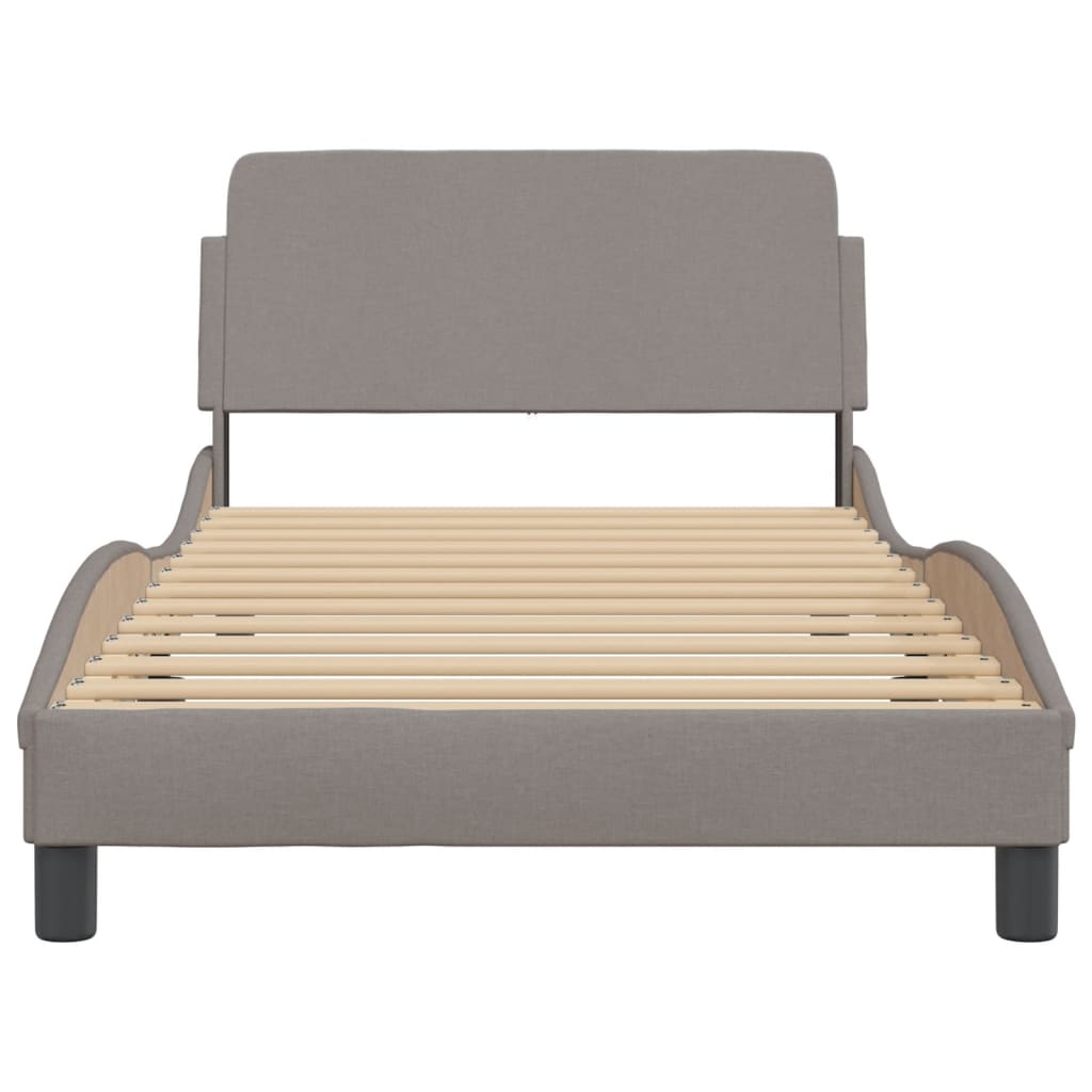Cadru de pat cu tăblie, gri taupe, 100x200 cm, textil GartenMobel Dekor