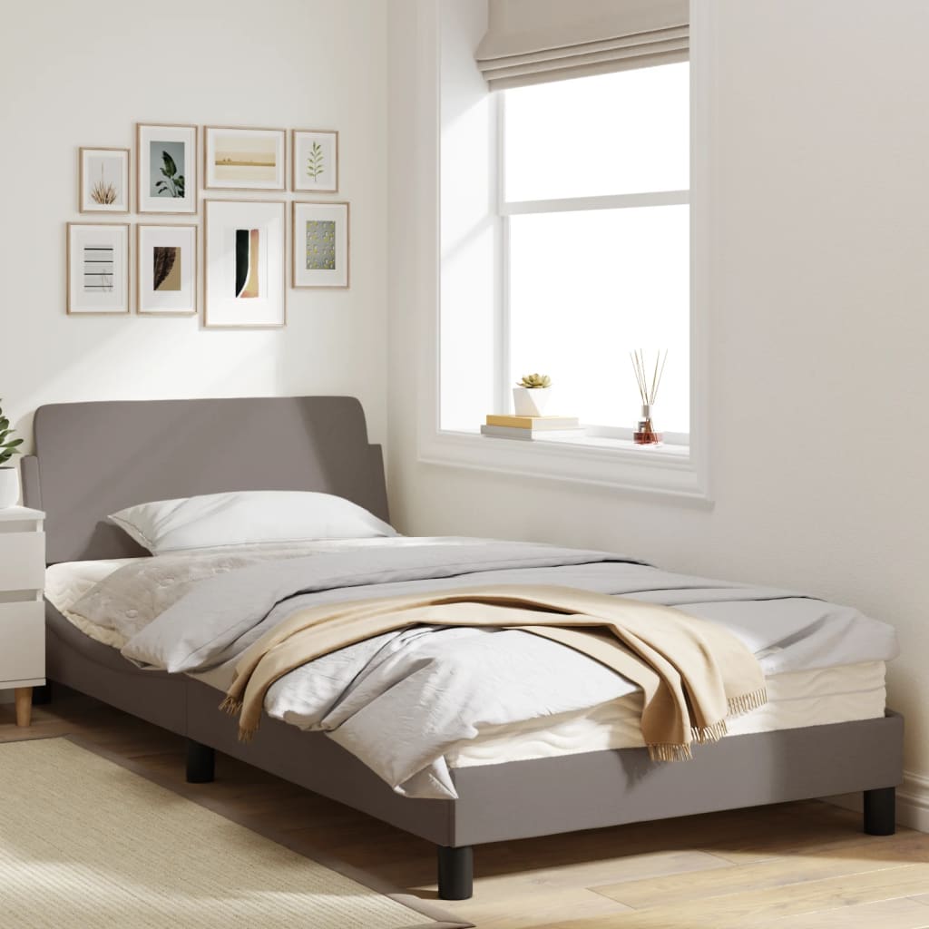 Cadru de pat cu tăblie, gri taupe, 100x200 cm, textil GartenMobel Dekor
