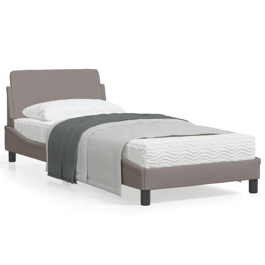Cadru de pat cu tăblie, gri taupe, 80x200 cm, textil GartenMobel Dekor