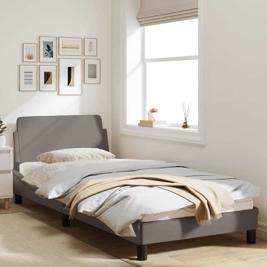 Cadru de pat cu tăblie, gri taupe, 80x200 cm, textil GartenMobel Dekor