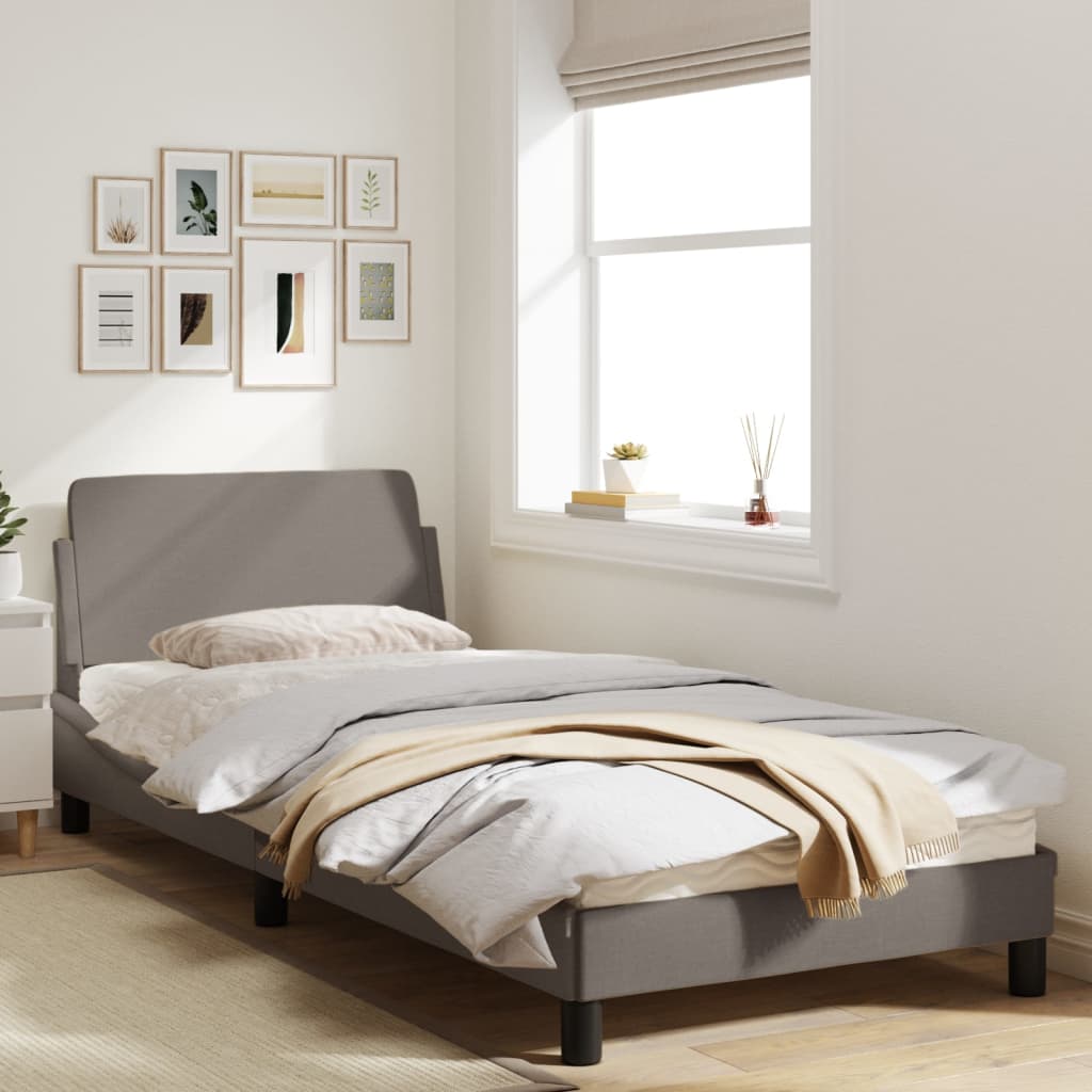 Cadru de pat cu tăblie, gri taupe, 90x190 cm, textil GartenMobel Dekor