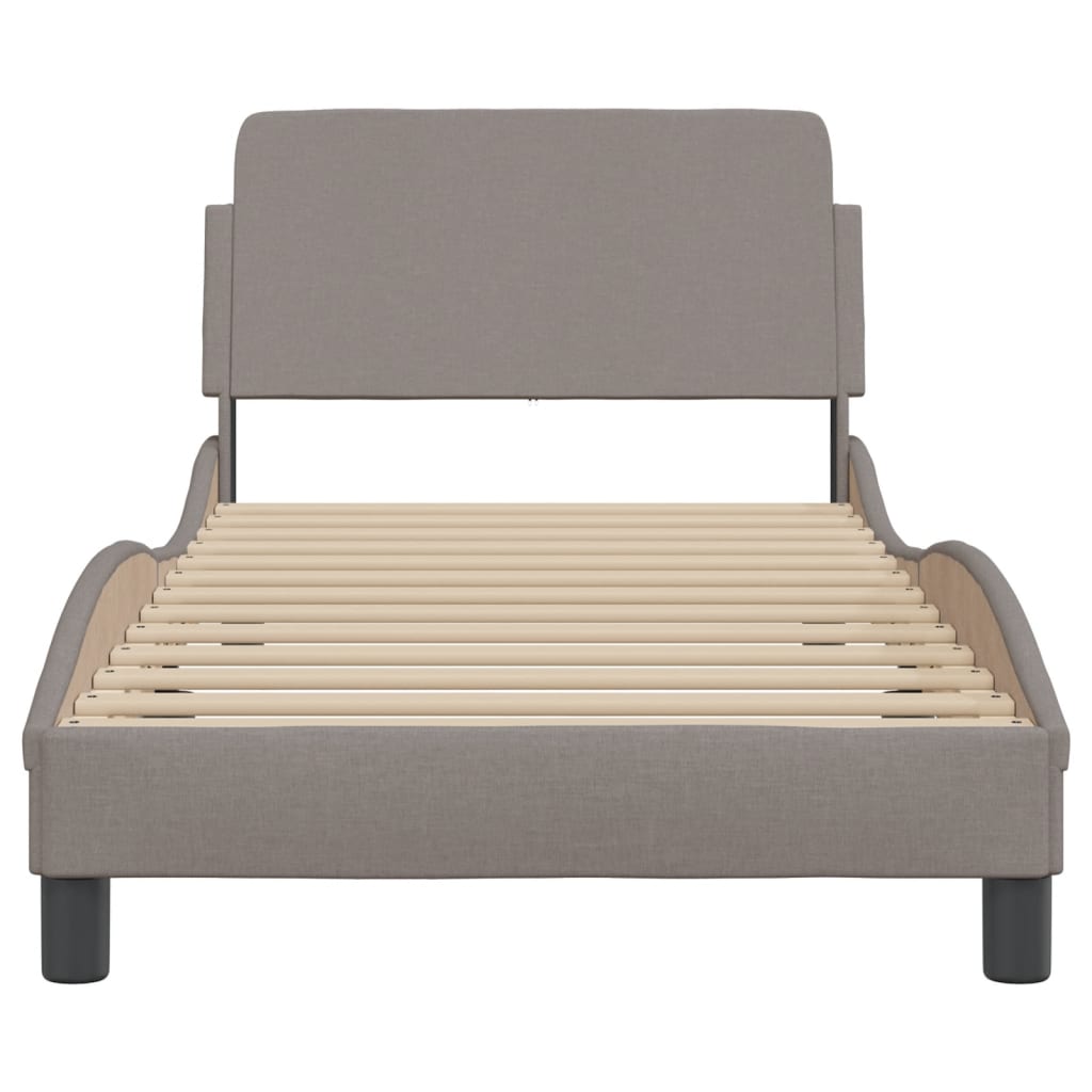 Cadru de pat cu tăblie, gri taupe, 90x190 cm, textil GartenMobel Dekor