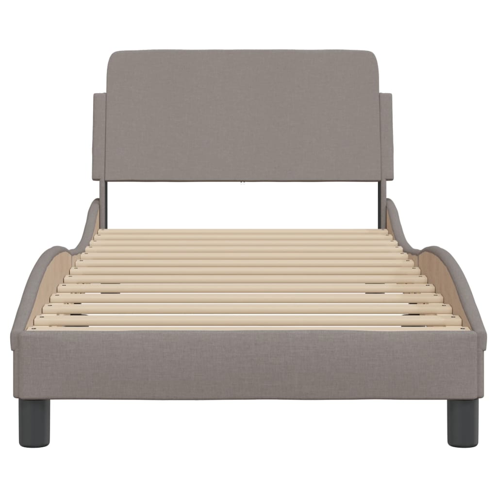 Cadru de pat cu tăblie, gri taupe, 90x200 cm, textil GartenMobel Dekor