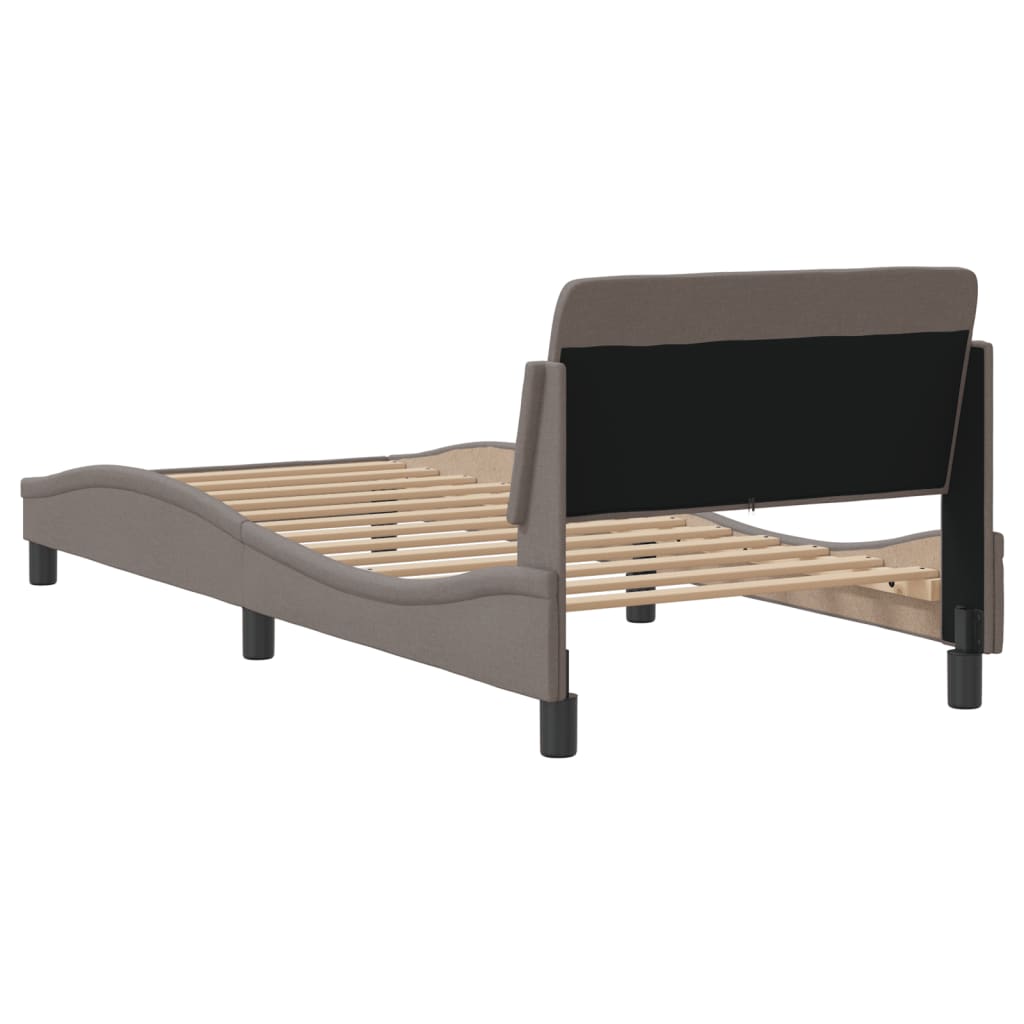 Cadru de pat cu tăblie, gri taupe, 90x200 cm, textil GartenMobel Dekor