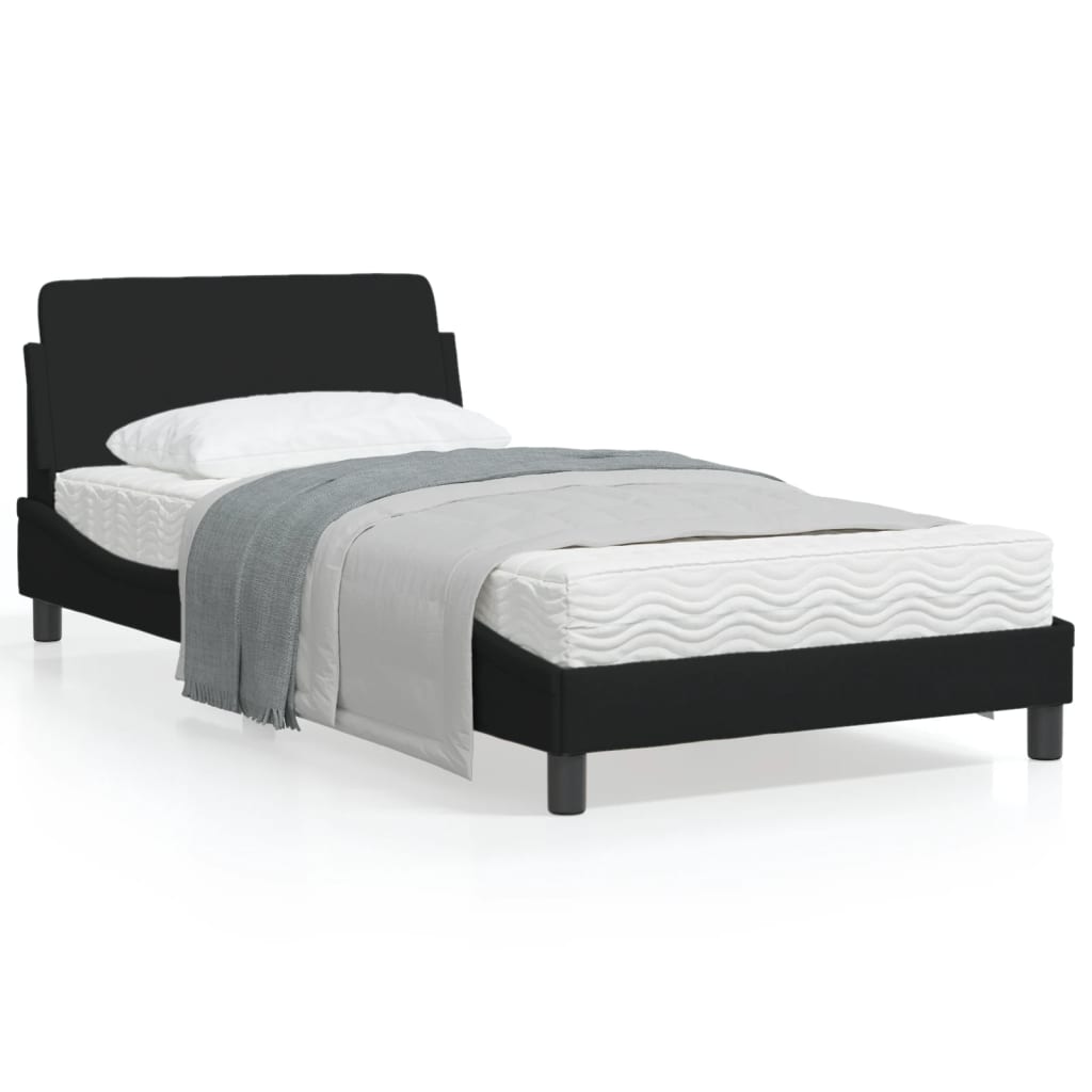 Cadru de pat cu tăblie, negru, 100x200 cm, textil GartenMobel Dekor